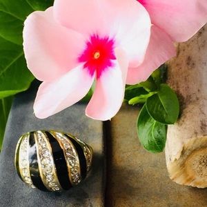 Vintage Ana BeKoach 18K HGE Zirconia Striped Ring